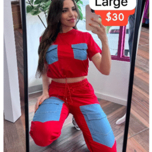 Set Viajero Star – Conjunto Rojo con Bolsillos Azules